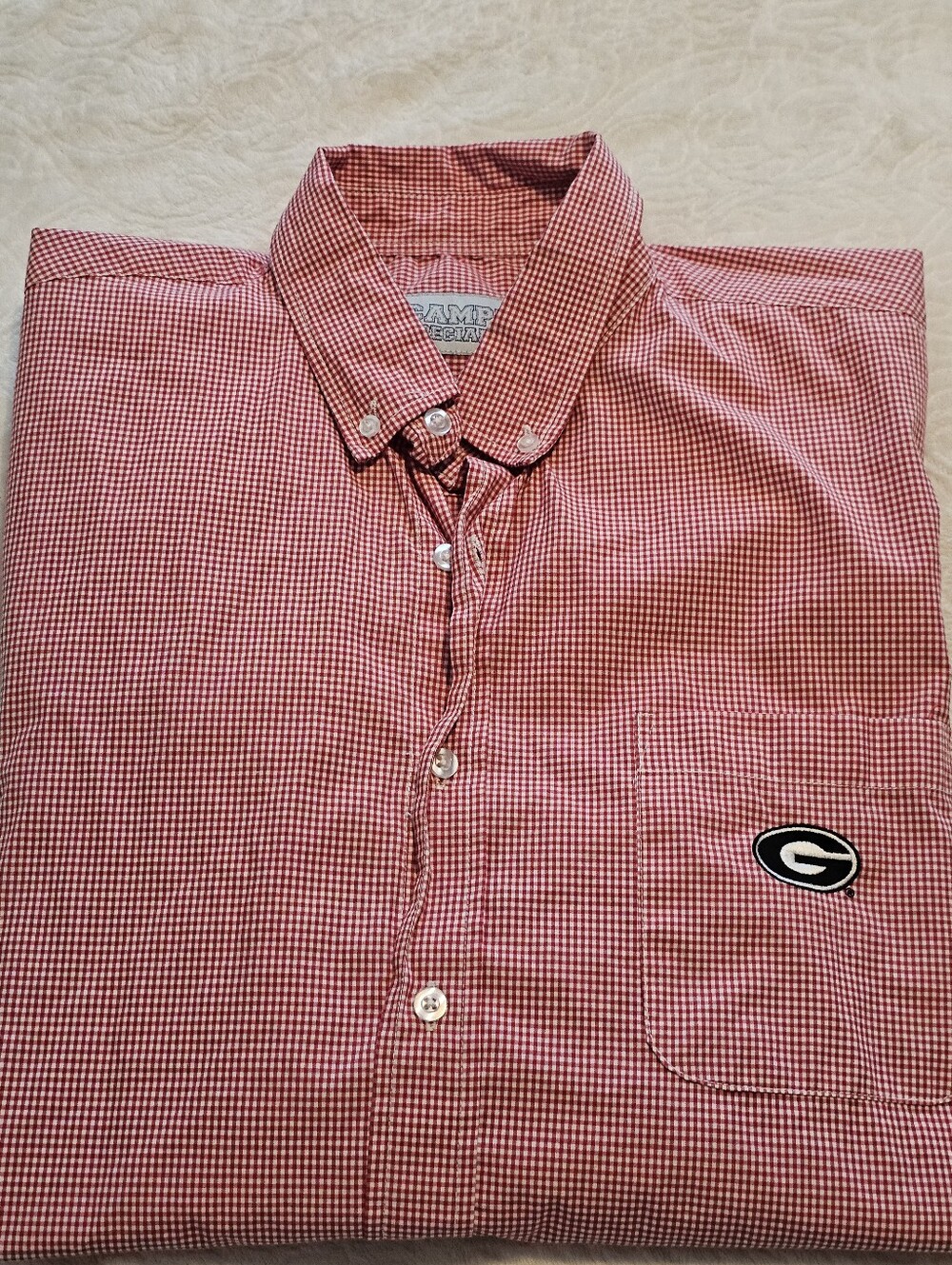 Campus Specialties Georgia Bulldog Button Down Shirt Men's Large Red Gingham UGA